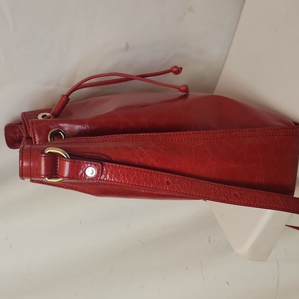 Brahmin Blair Eisenhower Shoulder Bag/Crossover Candy Apple Red Leather Holiday - Picture 11 of 17